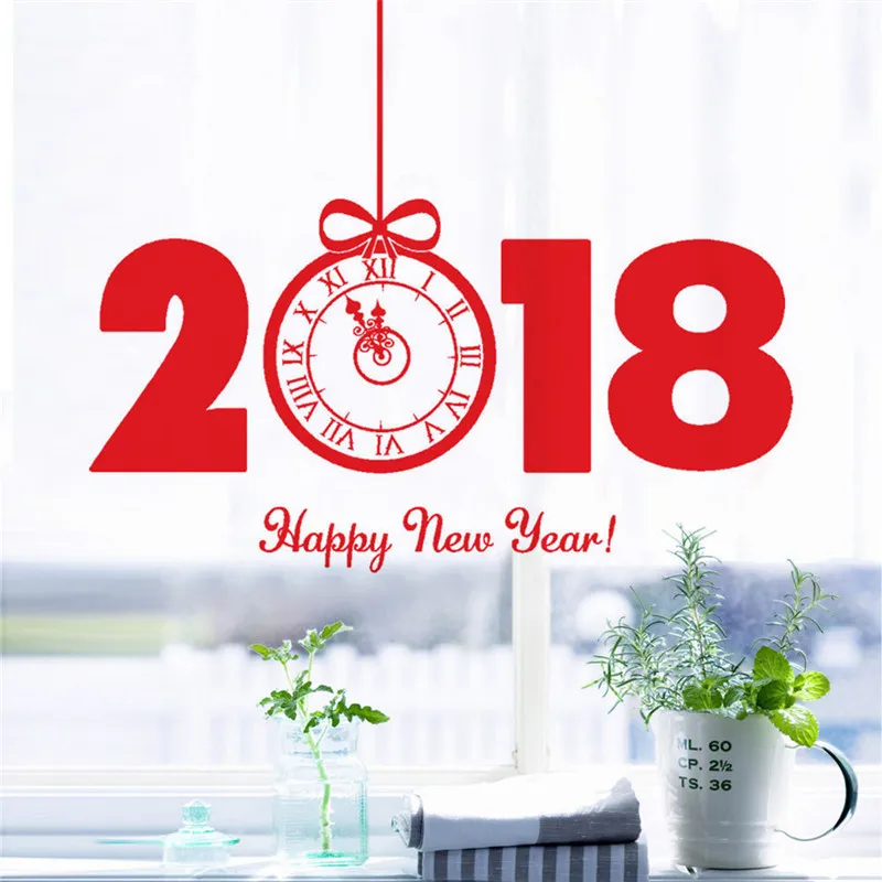 2018 счастливый новый год стеклянные наклейки X mas Дерево Витрина торговый центр