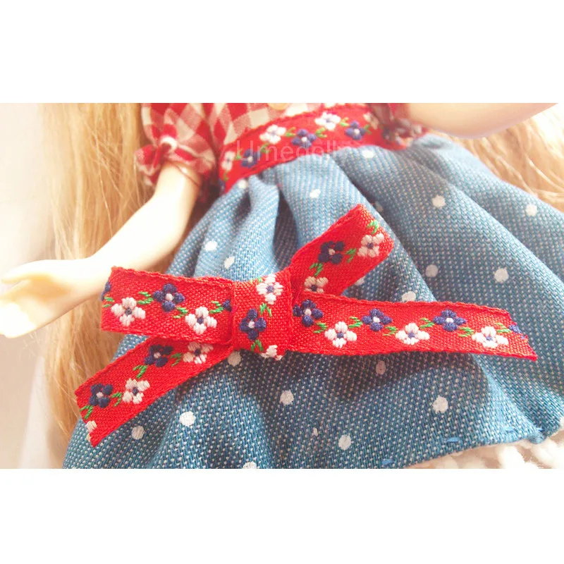 1 комплект 1/6 заколка бабочка для куклы + красный джинсовый костюм в клетку одежды