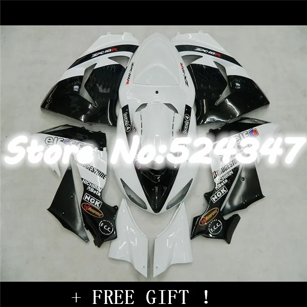 

For KAWASAKI White black NINJA ZX10R 06-07 Body ZX-10R 10R ZX 10R NEW WHITE 10 R 06 07 2006 2007 Fairing Kit for Ninja-Hey
