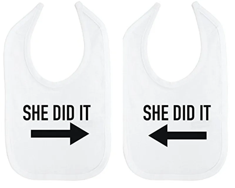 YSCULBUTOL He Did It She Arrow Twin Set унисекс нагрудники для новорожденных|baby bibs|newborn baby bibsbaby bibs