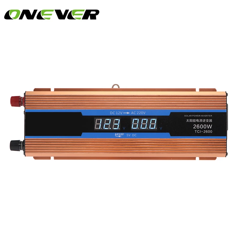 Автомобильный инвертор Onever 2600 Вт DC 12 В в AC 220 В с цифровым дисплеем, Модифицированная синусоида, защита от перегрузки, CY901-CN