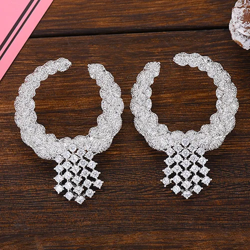 Silver Уникальные круглые серьги с кубическим цирконием ААА, элегантные высококачественные женские корейские серьги-гвоздики с фианитами, вечерние серьги, аксессуары - Окраска металла: Silver