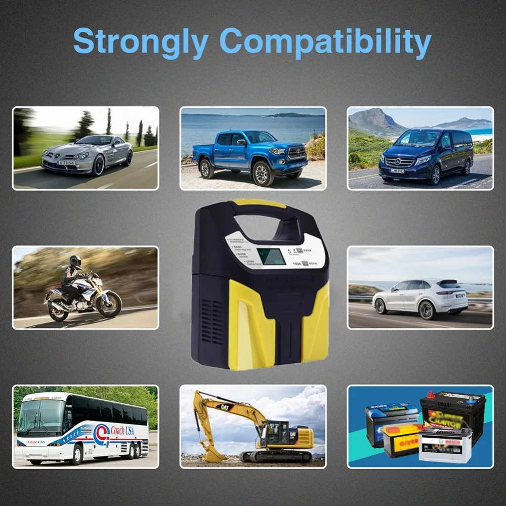 12v 24v 150Amp Full Automatic Car Battery Charger 220V Smart Charging For Lead-Acid Motorcycle Truck 10A 6A 3A | Автомобили и