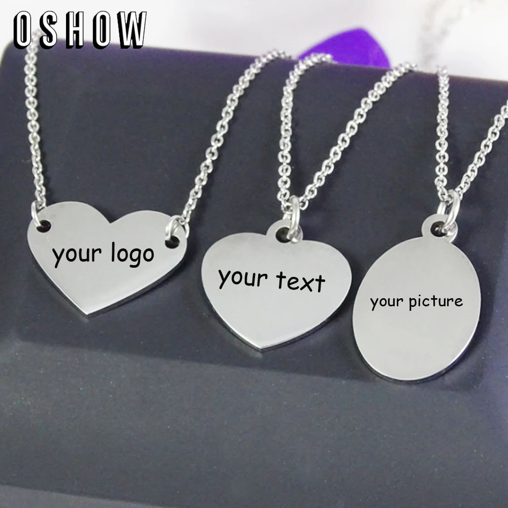 Stainless Steel Heart Necklace Engrave Name Logo Text Necklace-Custom Charms Laser Your Own Small Quantity | Украшения и