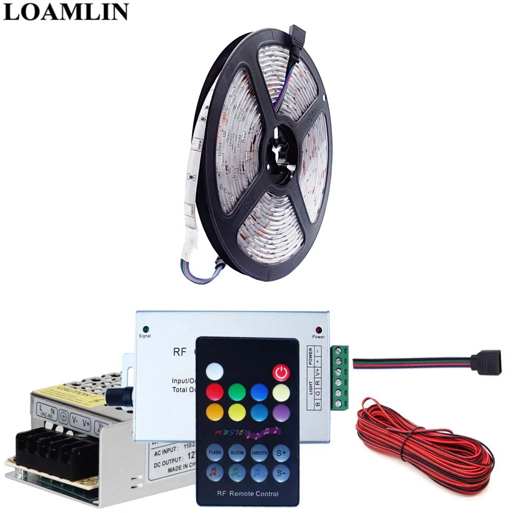 5050 30 светодиодов/м RGB Светодиодная лента гибкий свет 18 клавиш RF Led контроллер DC12V