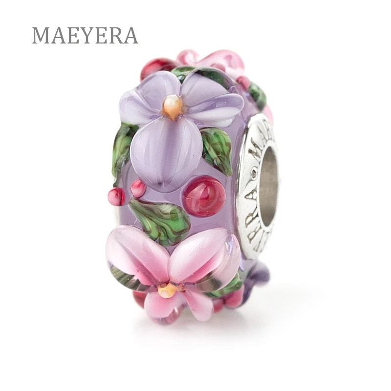 MAEYERA ювелирные изделия настоящие S925 Core розово фиолетовые стерео лепестки