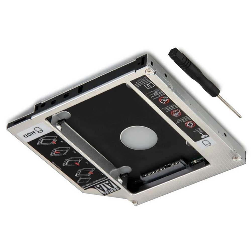 Адаптер для второго жесткого диска SSD HDD Caddy, 12,7 мм, SATA, алюминий, для Dell Studio 1435 1450 1457 1535 1536 1537 1558.