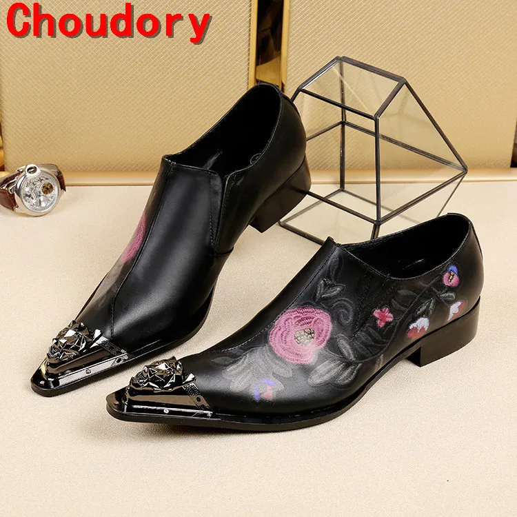 Choudory sapato social/модельные туфли с золотым носком мужские элегантные цветочным