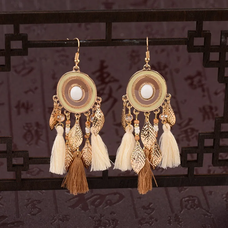 DOUVEI длинные индийские серьги с кисточками для женщин ручной работы Jhumka