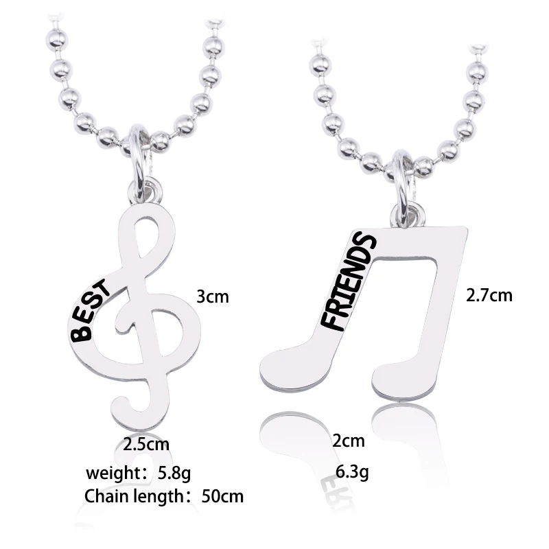 2 шт./компл. Очаровательная подвеска в виде музыкальной ноты с надписью ожерелье