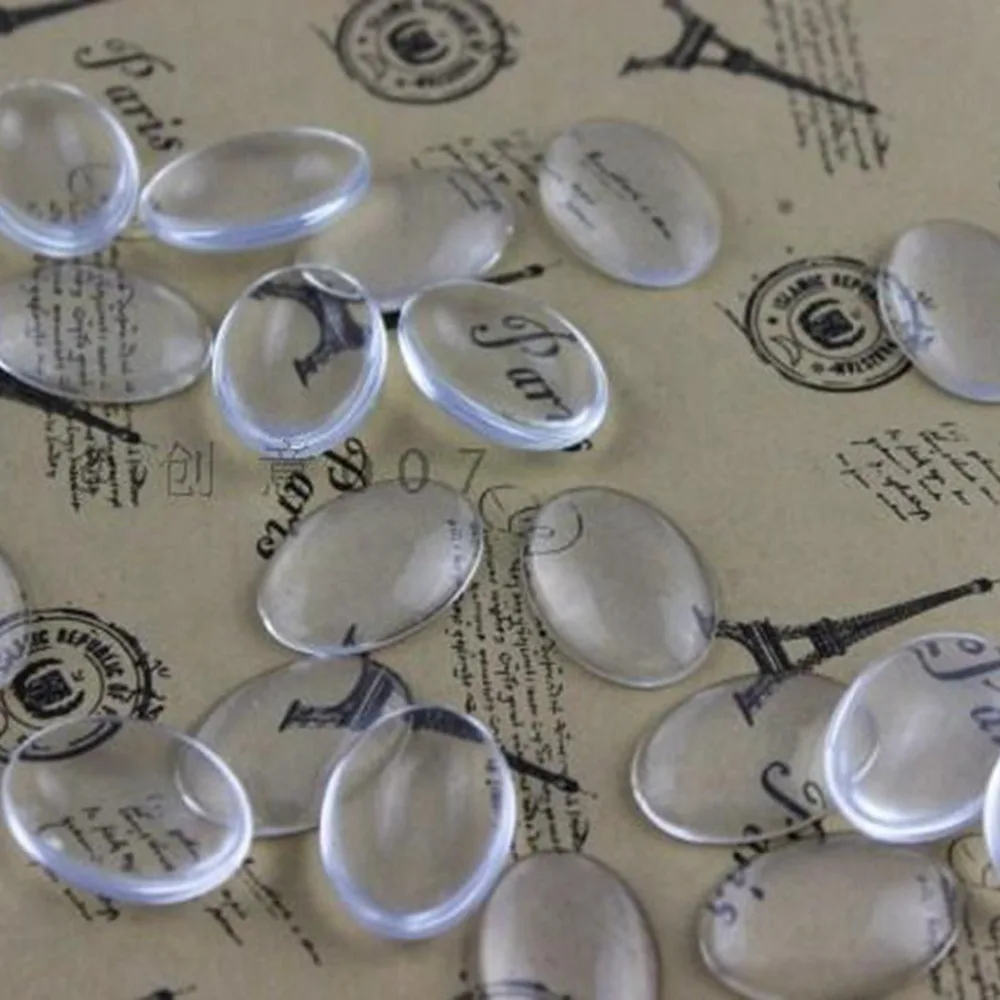 

100 Transparent Clear Oval Dome Flatback Glass Cabochon 10X14mm