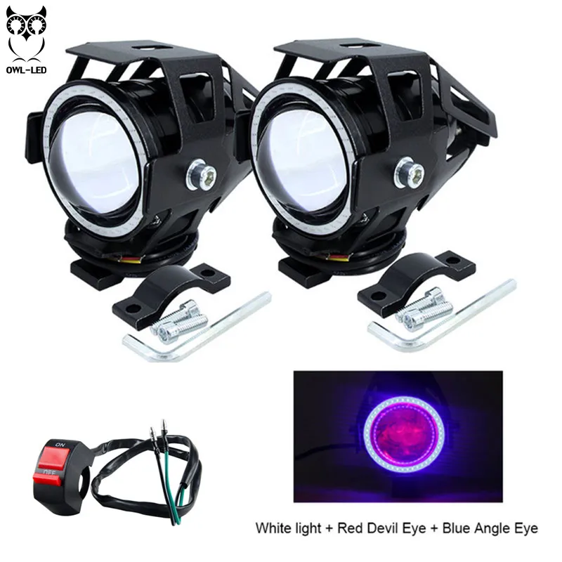 2 шт. 125 Вт мото rcycle головной светильник W/Angel Eye Devil 3000LM Moto Точечный U7 LED для вождения