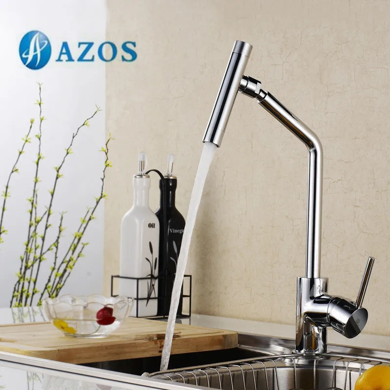 AZOS кухонный кран для раковины латунь одно отверстие Палуба крепление хром