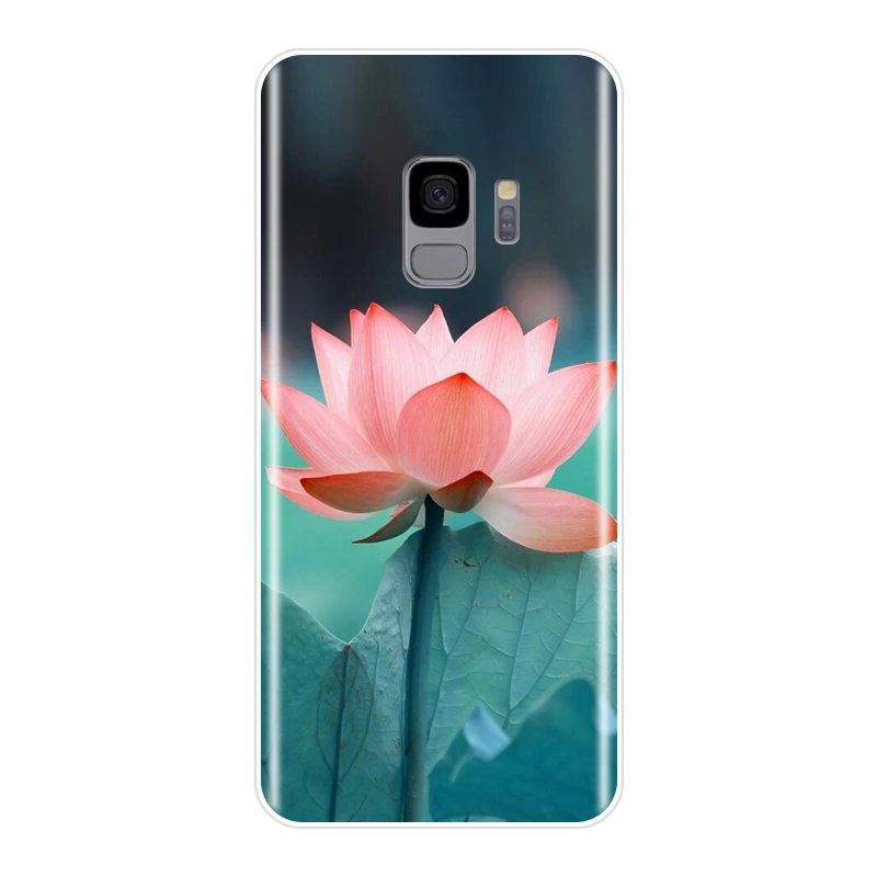 ТПУ чехол для телефона силиконовый Samsung Galaxy S5 S6 S7 Edge S8 S9 Plus розовый цветок мягкая