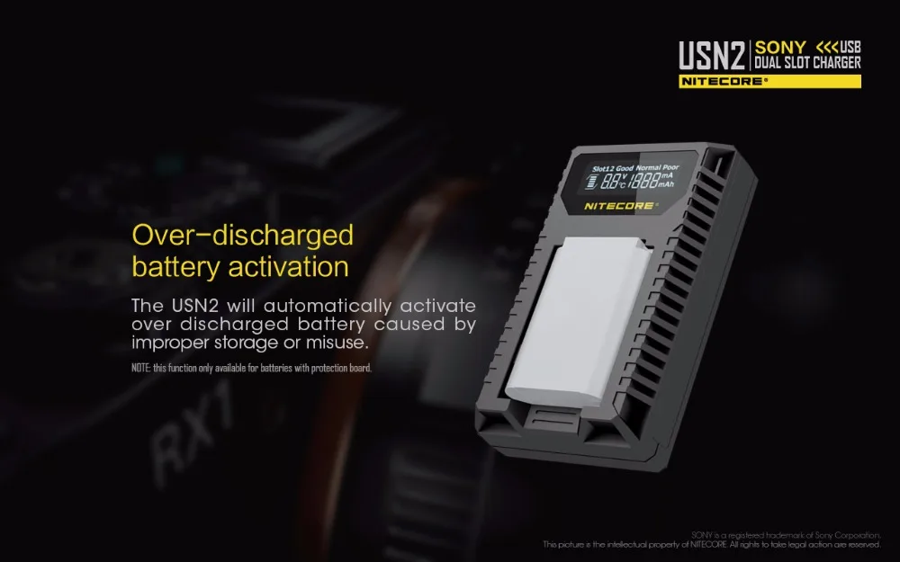 Горячая NITECORE USN2 цифровой двойной слот для путешествий зарядное устройство для камеры для sony NP-BX1 Батарея DSC-HX350 DSC-H400 DSC-HX400 DSC-RX100M5