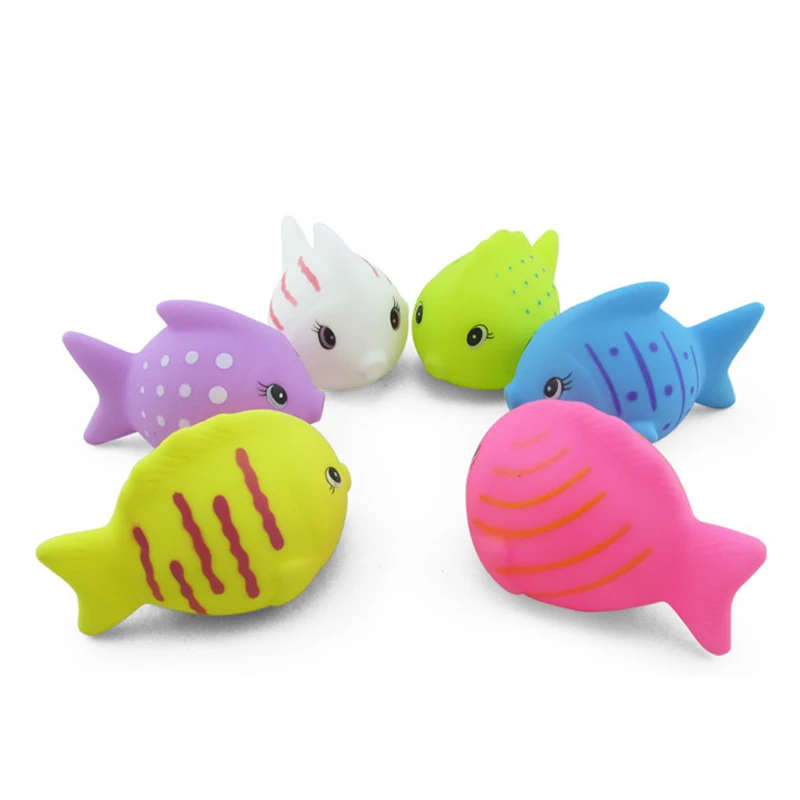 6 Pcs/set Cute Fish Bath Toy Soft PVC Animals Squeeze Sound Squeaky Safe Bathroom Water Toys for Baby Kids | Игрушки и хобби