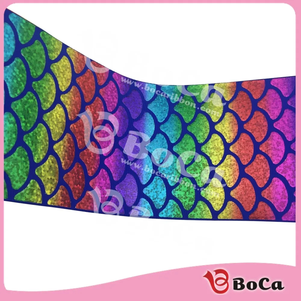 3 дюйма 75 мм дизайн радуги русалки голограмма корсажная лента материал ручной