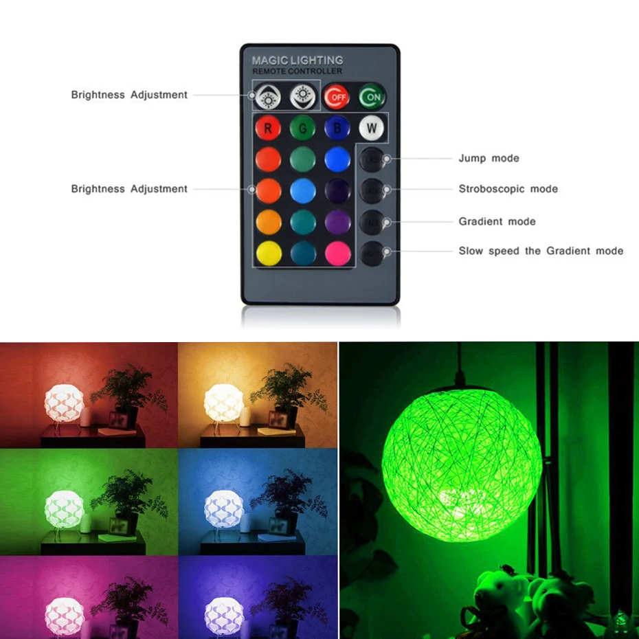 Диммируемая светодиодсветодиодный лампа E27 E14 RGB 110 В 220 16 цветов|Светодиодные