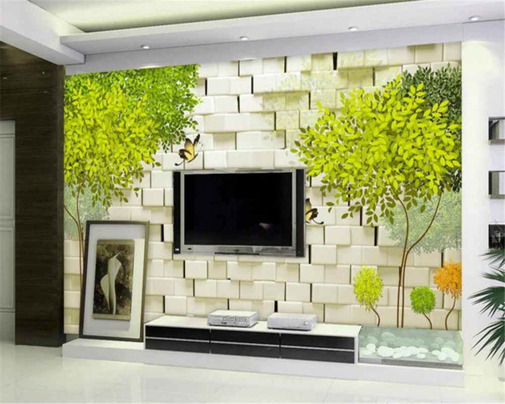 3d обои свежий абстрактный кирпич дерево 3D стерео ТВ фон настенная мебель платье