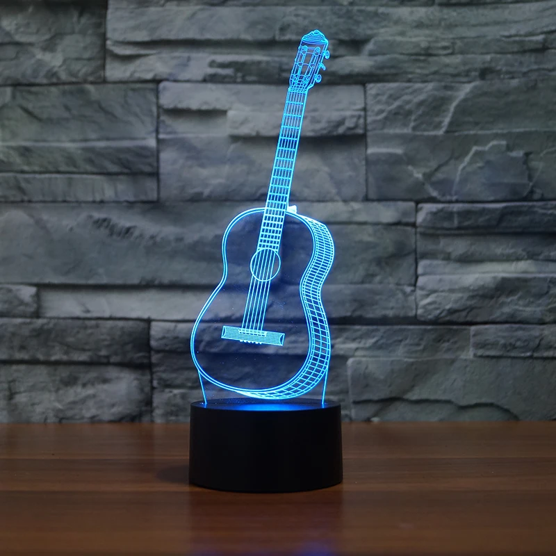 3D Оптическая иллюзия LED гитара ночник 7 цветов Изменение декор комнаты свет