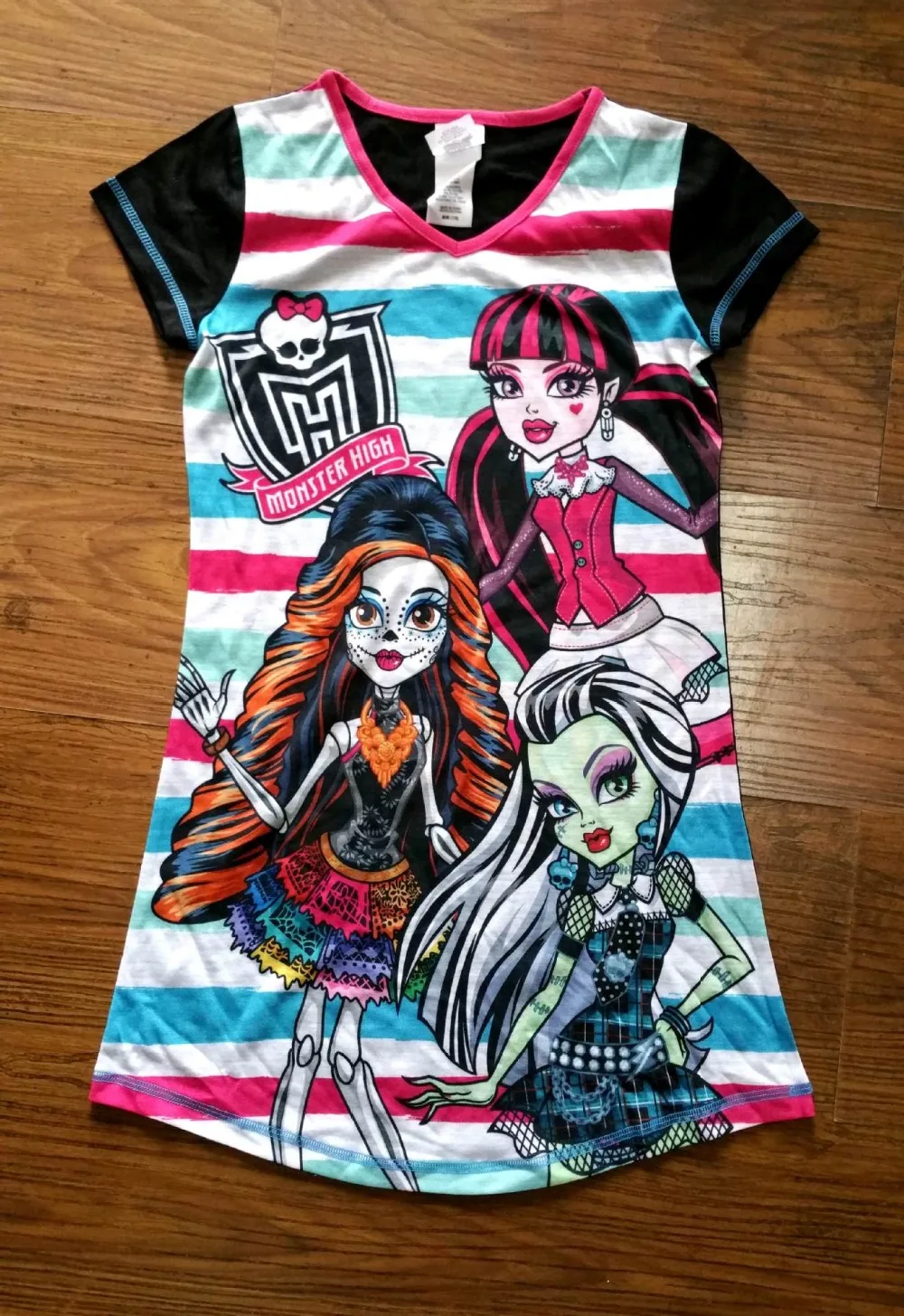 Летние Рубашка с короткими рукавами высота детское платье Обувь для девочек Monster.