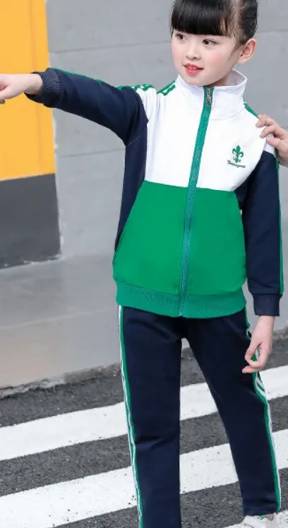 Green girl Детская одежда спортивная одежда в университетском стиле, новинка года, Модный комплект для мальчиков и девочек, рубашка на молнии с длинными рукавами+ штаны для детей возрастом от 4 до 20 лет - Цвет: Green girl