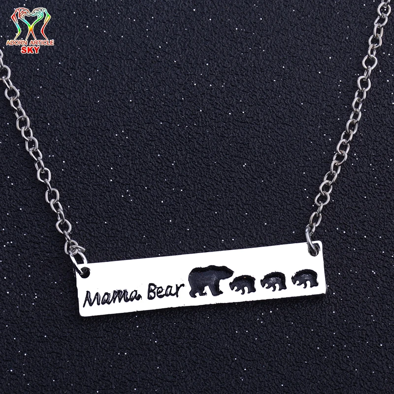 Punk Unisex Silver Color Zinc Alloy Pendant Mama Bear Animal Cubs Mother Love Necklace Mother's Day Send relatives Gift Jewelry |