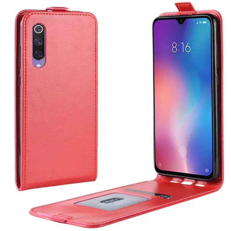 Красный Крышка для Xiaomi mi 9 SE чехол mi 9 se Вертикальная из искусственной кожи защитный чехол-книжка для мобильного телефона для задней панели чехол с держатель для карт Xiaomi mi 9 SE - Цвет: Красный