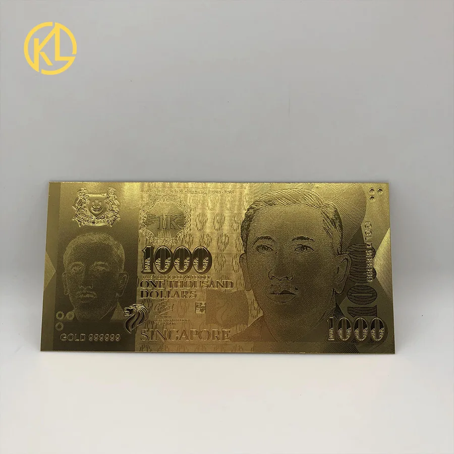SGD1000x1 1 шт. Сингапур 2 кукольные золотые денежные купюры банкнота Сингапур деньги для приятных путешествий памятный подарок - Цвет: SGD1000x1