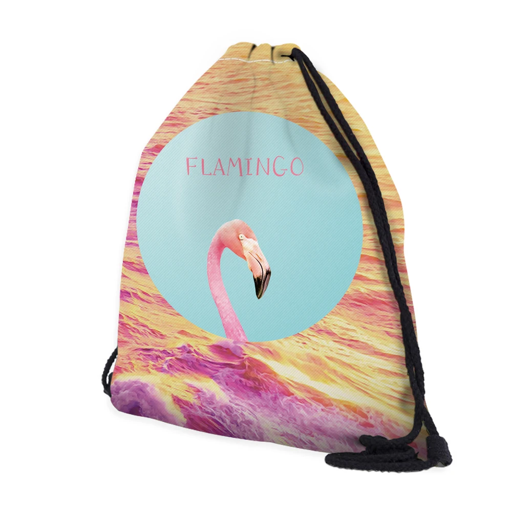 Deanfun 3D напечатанные мешки Drawstring Фламинго милый подарок для девочек школа