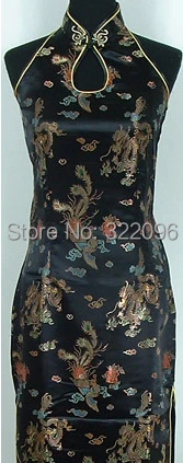 

Shanghai Story Black Chinese Women's Satin Long Qipao Halter Cheong-sam Backless Costume Dress S M L XL XXL XXXL J3402