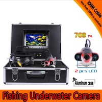 fish shape underwater fishing camera kit with 100meters depth cable 7inch tft lcd monitor hard plastics case