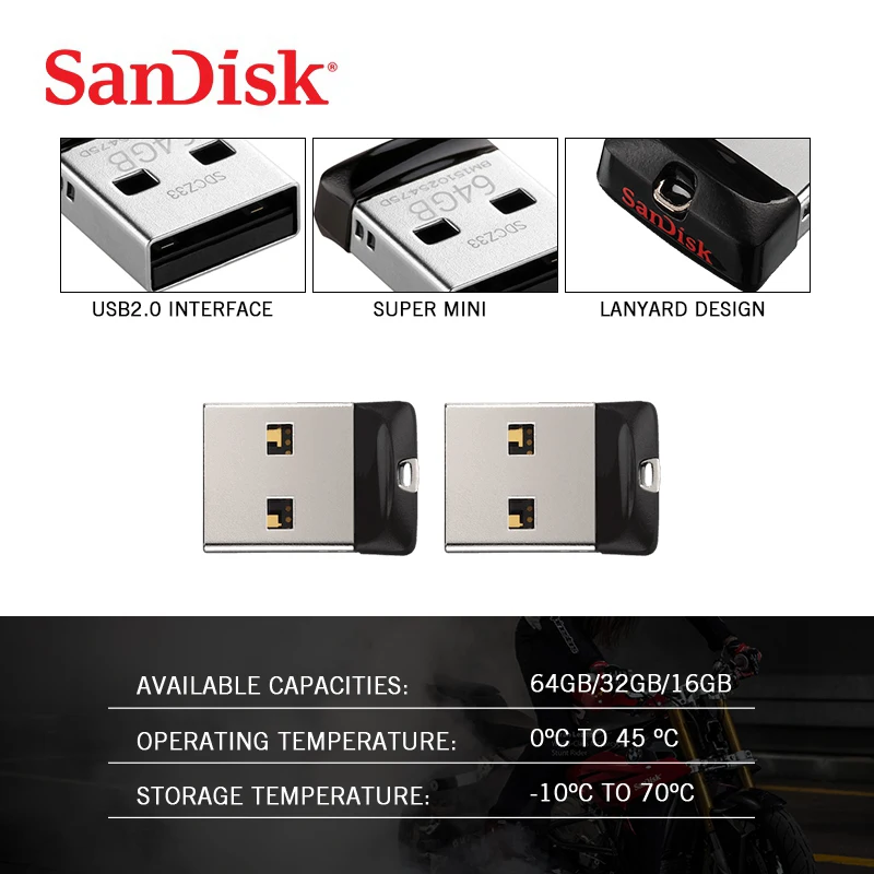 SanDisk CZ33 мини металлический usb флеш-накопитель 4 ГБ 8 ГБ 16 ГБ флеш-накопитель 32 Гб 64 ГБ usb 2,0 флеш-накопитель Флешка
