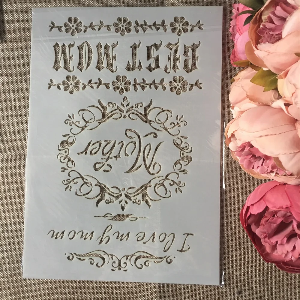 1 шт. A4 I Love My MOM Words DIY трафареты для наслоения настенная живопись раскраска