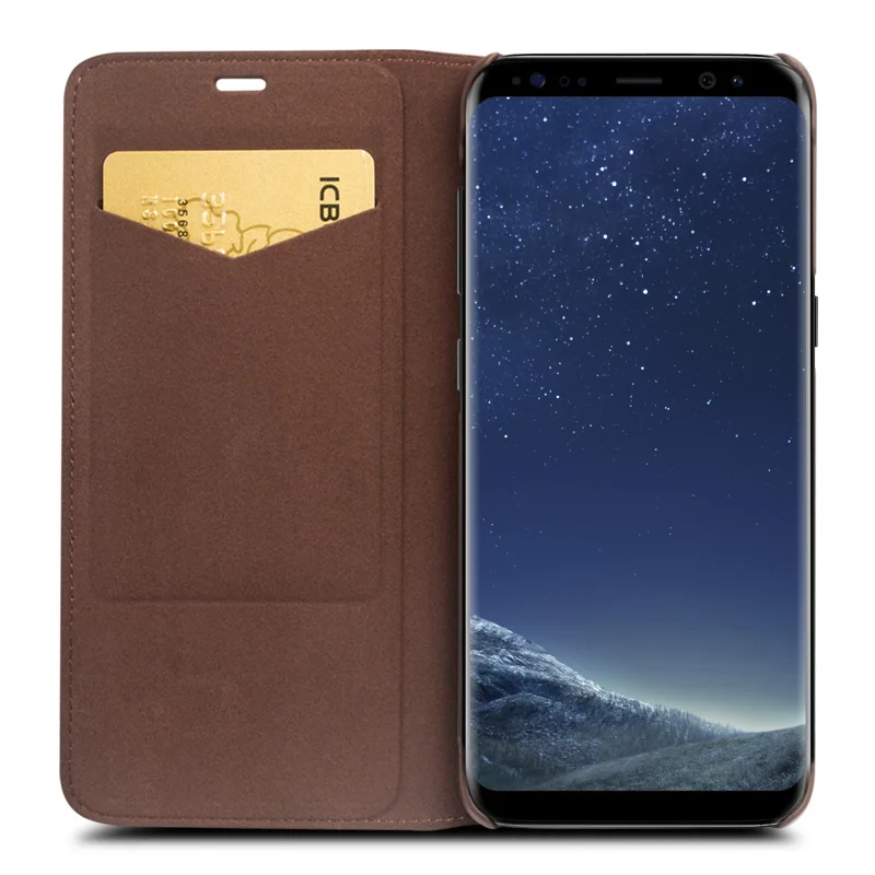 Чехол книжка QIALINO из натуральной кожи для Samsung Galaxy S8 Ультратонкий чехол бумажник
