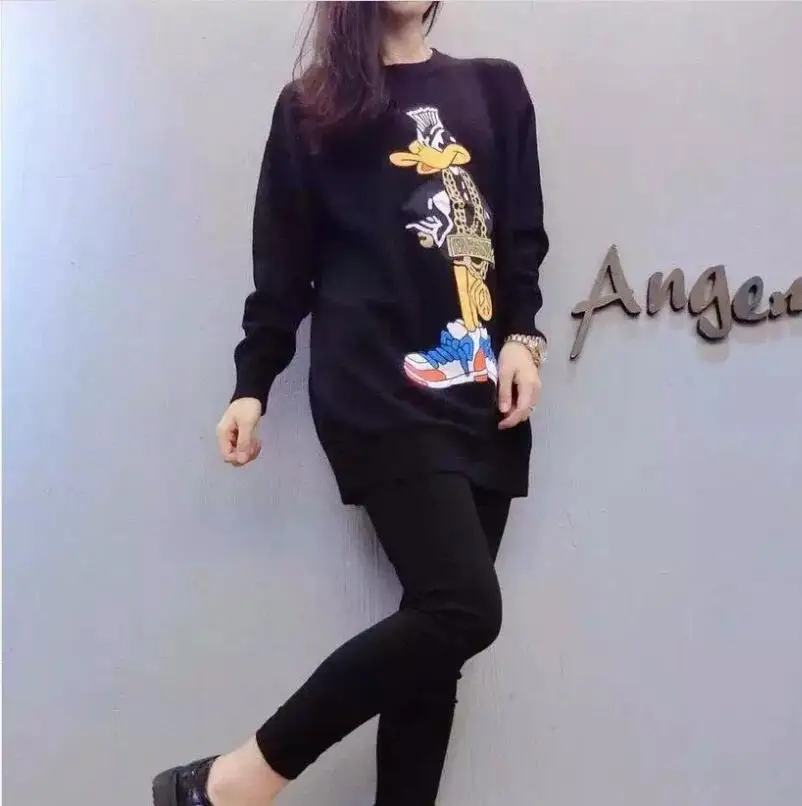 2018 осень-зима Новинки для женщин модные свободные с длинными рукавами вязаный