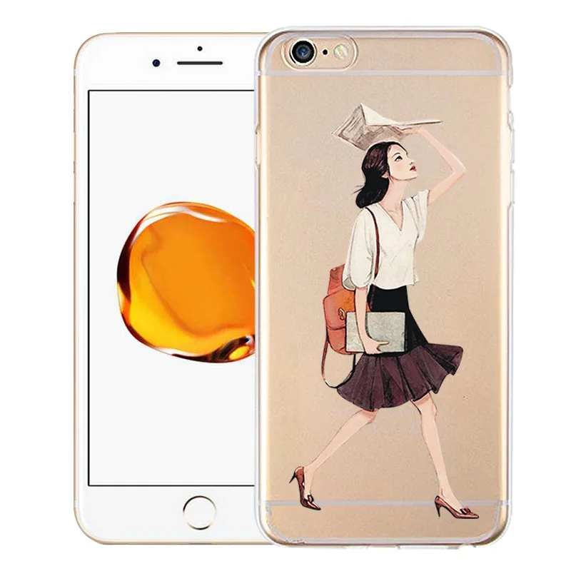QMSWEI TPU Clear Phone Case For iPhone 6 6s 7 8plus x Soft Printed Girl Boy Silicone BackCover Free shipping 4 5se |