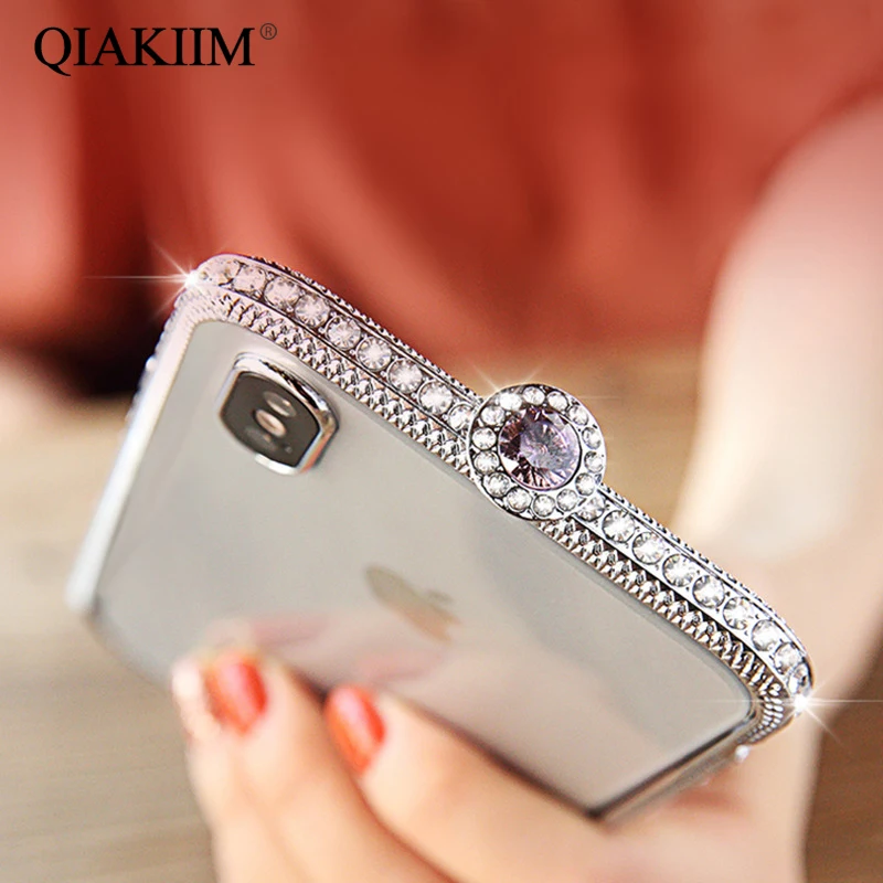 Роскошный блестящий металлический бампер со стразами для iPhone XS Max XR X 8 7 6 6S Plus