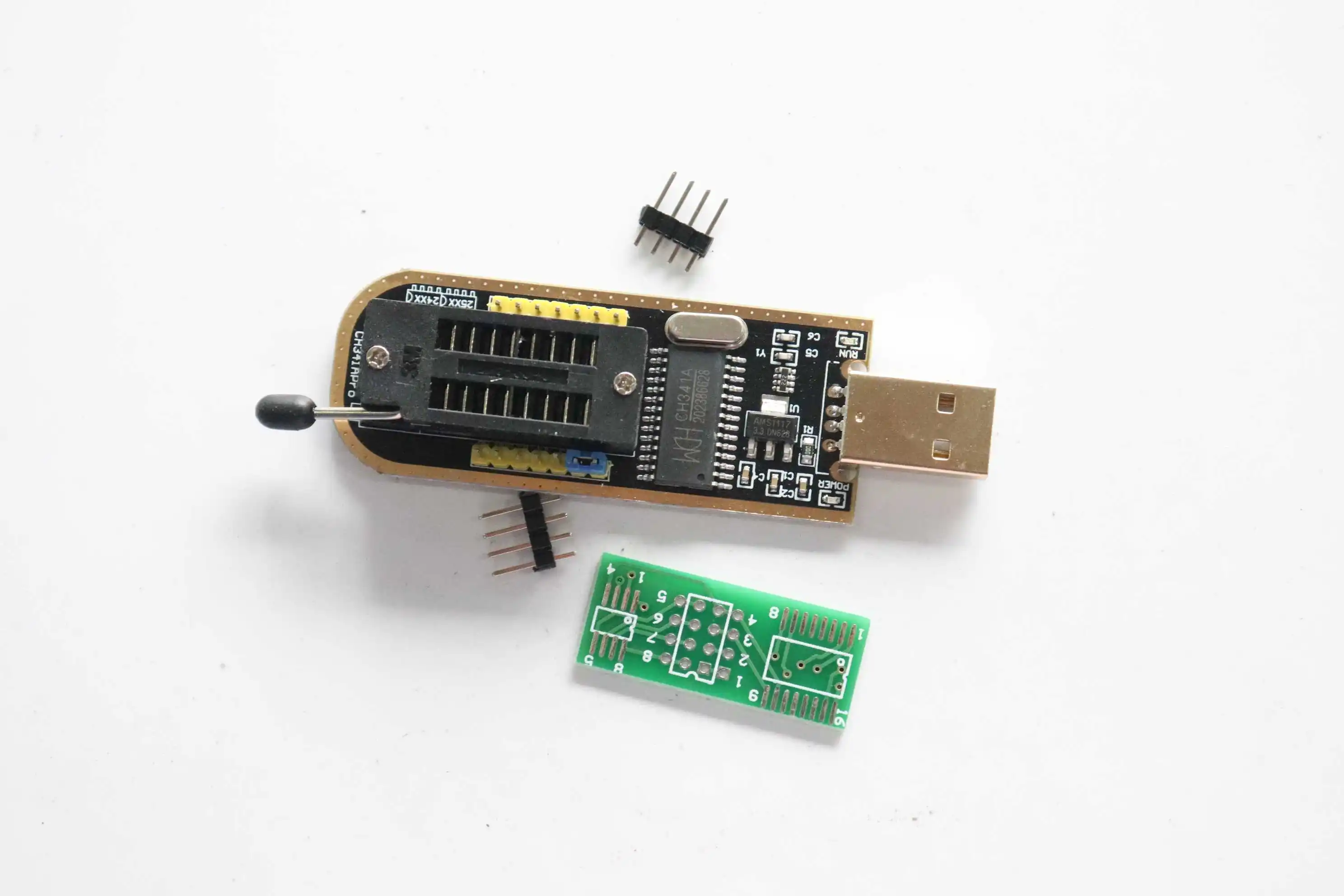 Программатор EEPROM CH341A флэш-программатор с ЖК-дисплеем чёрный и жёлтый 25 серий SPI 24 |