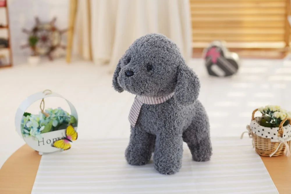 25cm Scarf Tactic dog plush toy poodle dog doll simulation high-end For Children's Gift Kids Toys