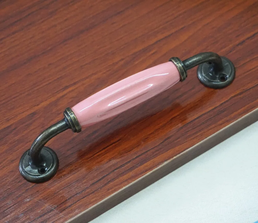 5 ''Керамика ручки Кухня Кабинета тянуть розовый синий ящика Дверные