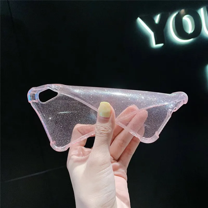 ROHDEA Glitter Phone Case for iphoneXS max Anti-knock Transparent iphone6 6plus 7 8plus XS XR Soft TPU Shiny Back Cover |