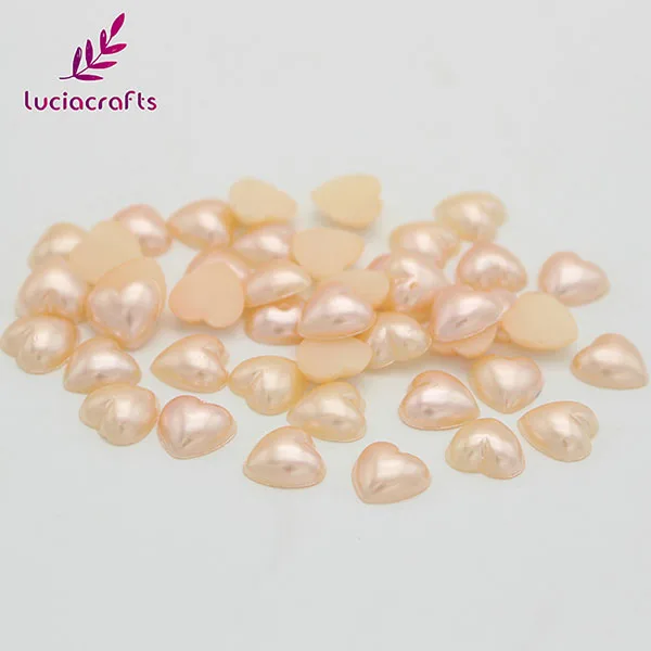 champagne 48pcs Lucia crafts 48 шт/144 шт 10 мм плоские с оборота полусердечки имитация жемчуга бусины ABS для DIY ручной работы украшение для альбома F0302 - Цвет: champagne 48pcs