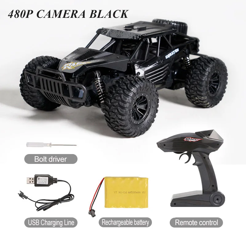 480p-camera black Радиоуправляемые автомобили 1:18 внедорожный Радиоуправляемый гоночный автомобиль TPR 2,4 ГГц рулевое управление высокоскоростные радиоуправляемые гоночные автомобили с камерой 720p Детские грузовики лучший подарок - Цвет: 480p-camera black
