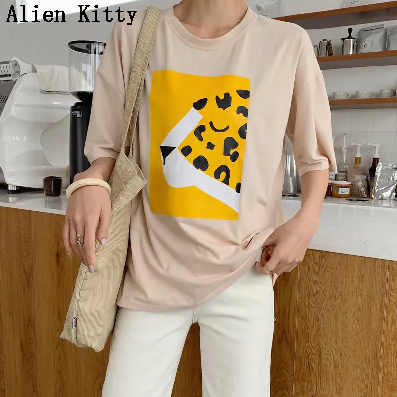 Новинка 2019 года Летняя Повседневная футболка с милым принтом в виде