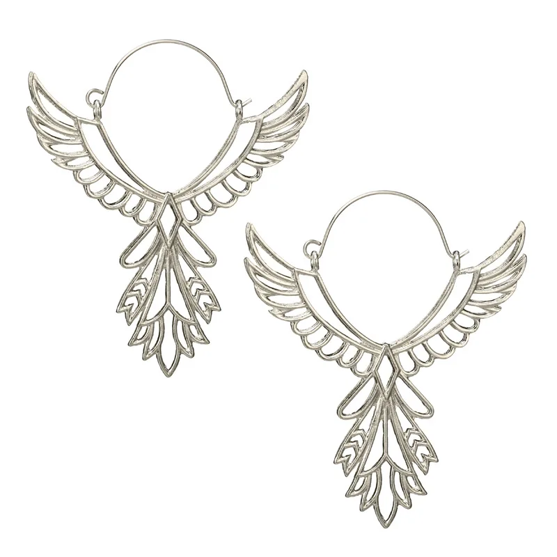 Fashion Angle Wings Hoop Earring for Women Hollow Out Feather Circle Ear Drop Oorbellen Voor Vrouwen Brincos 2018 Wholesale | Украшения и