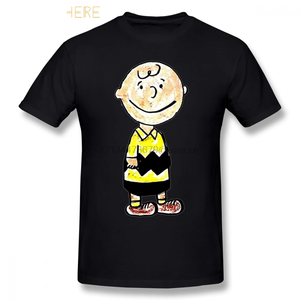 Мужская хлопковая футболка с принтом Charlie Brown короткими рукавами из