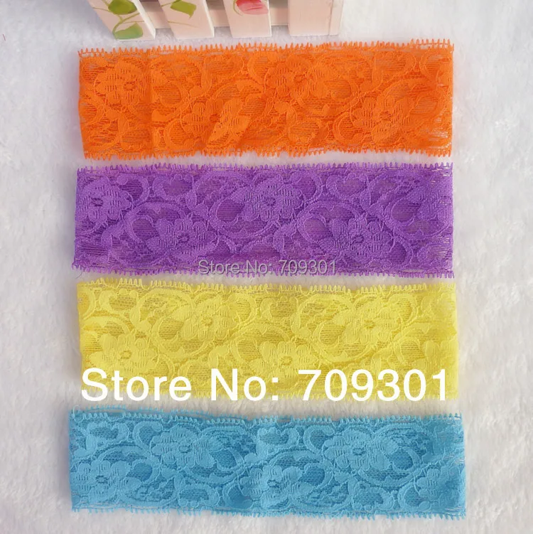 60 шт./лот винтажная кружевная Детская повязка на голову 2 дюйма эластичная