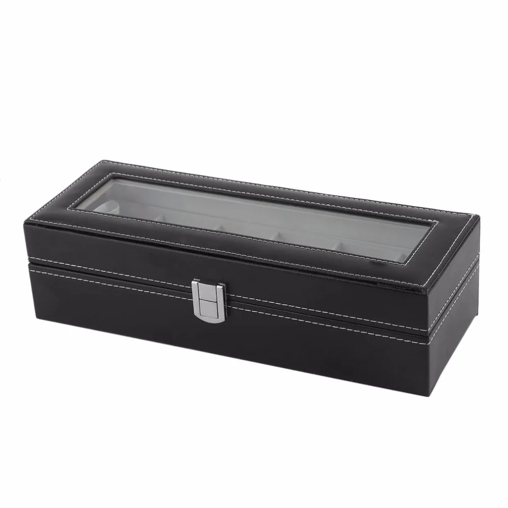 2018 новейшая мода 6 Сетка шкатулка для часов Winder Box PU кожаный чехол хранения