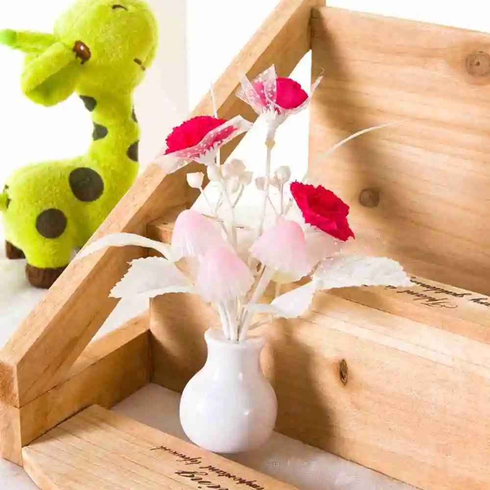 10 шт. Световой Сенсор Красочный Гриб Сиреневый Цветок СВЕТОДИОДНЫЕ Ночные Огни